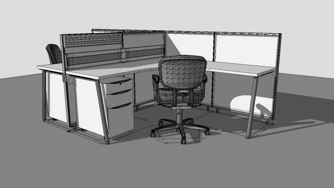 办公室里的办公桌SKP模型设计