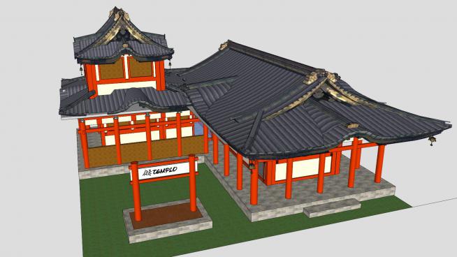 日本寺�R建筑SU模型