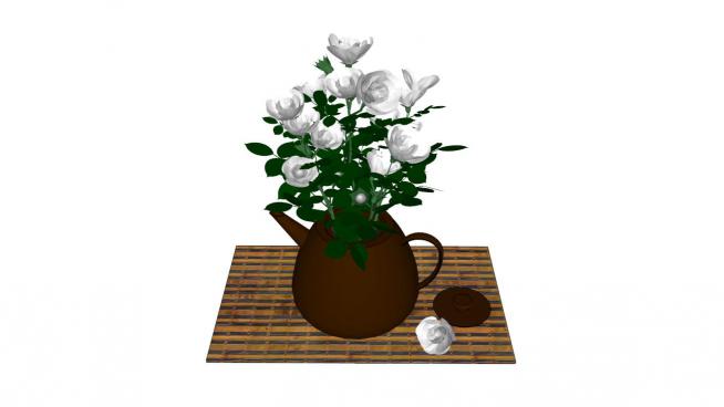 白玫瑰花瓶模型