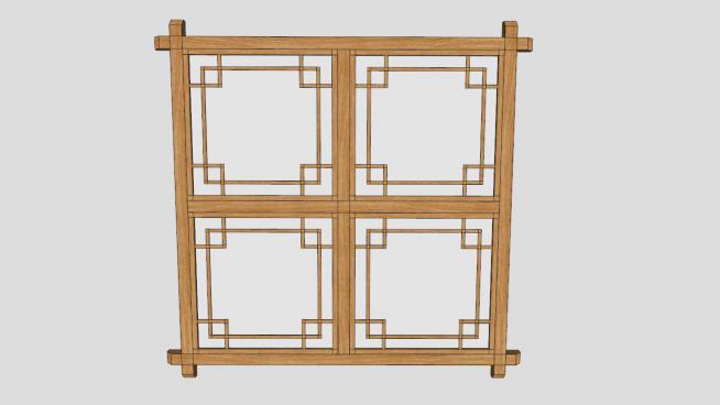 中式木纸窗子SU模型