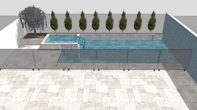 室外游泳池泳池SU模型