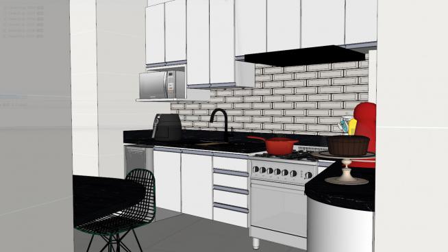 简约室内家具厨房SU模型