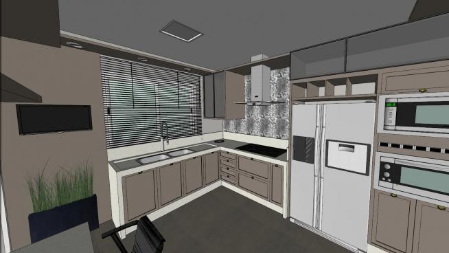 现代化室内大厨房SU模型