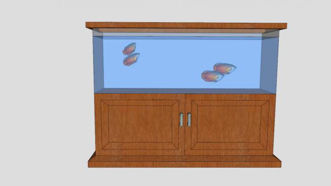 木柜子上的金鱼缸SU模型