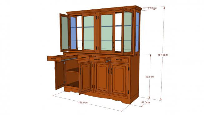 木质玻璃柜子SU模型