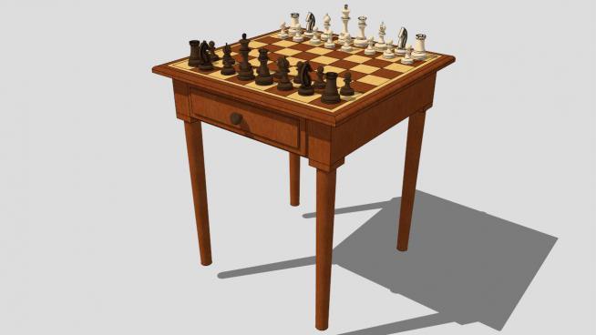 国际象棋棋盘桌Su模型
