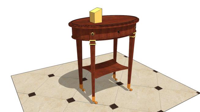 地板砖上的木桌子SU模型