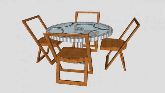 玻璃桌子木质椅子的SU模型
