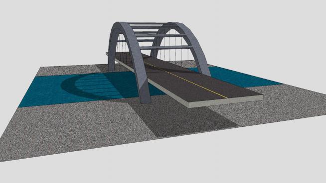 现代小型公路桥SU模型