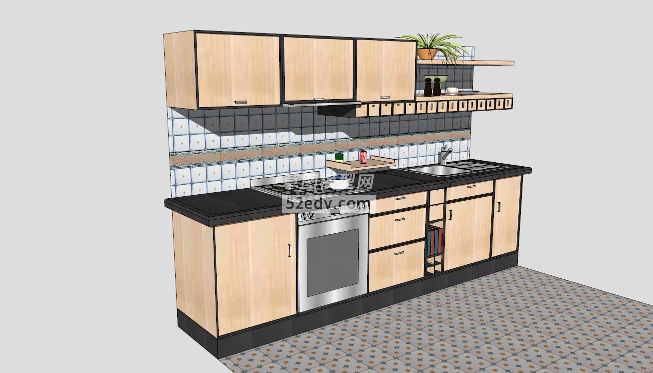 时尚简约节省空间的厨房SKP模型素材QQ浏览器截图20190312175048(1)