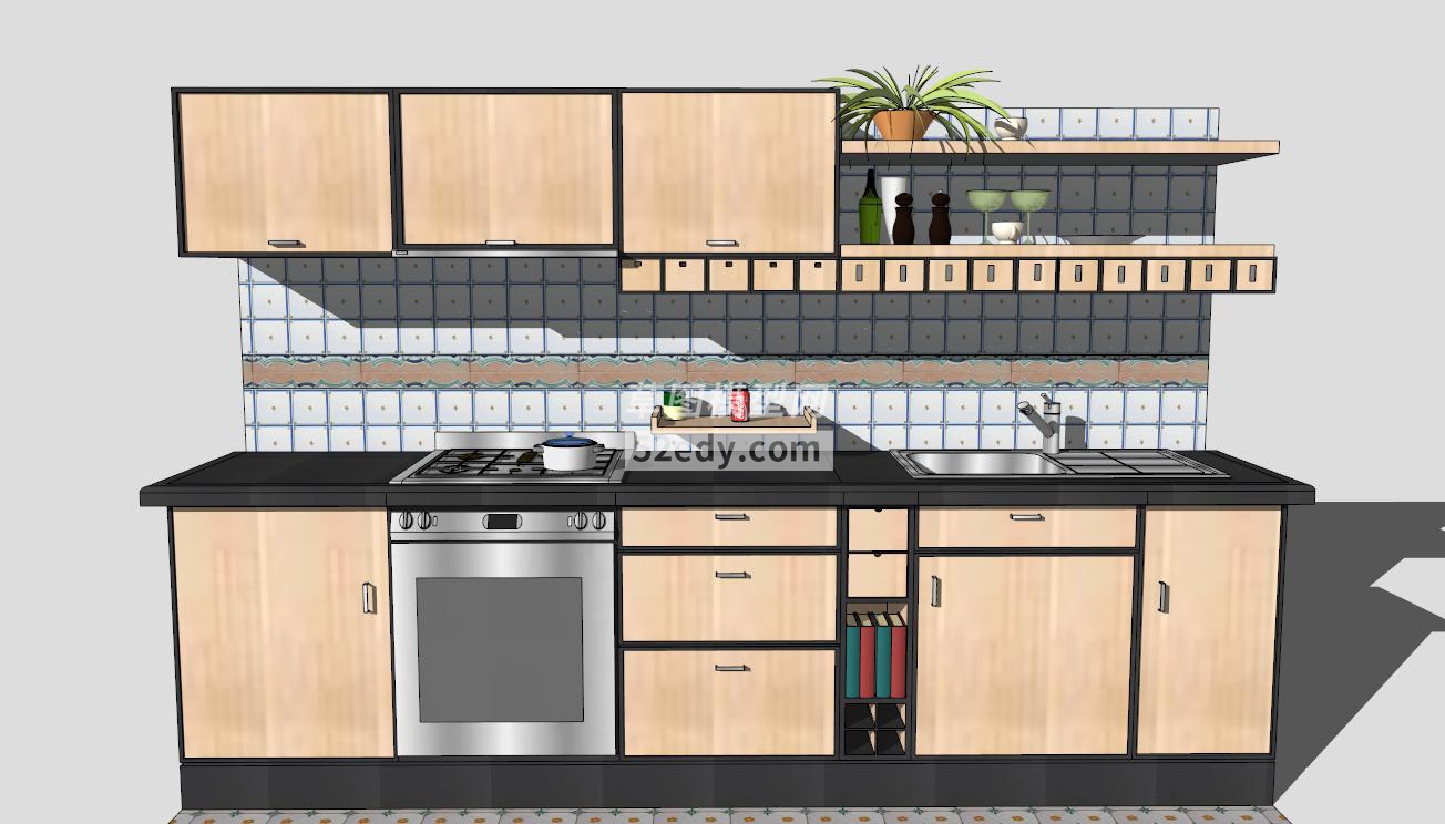 时尚简约节省空间的厨房SKP模型素材QQ浏览器截图20190312175039(2)