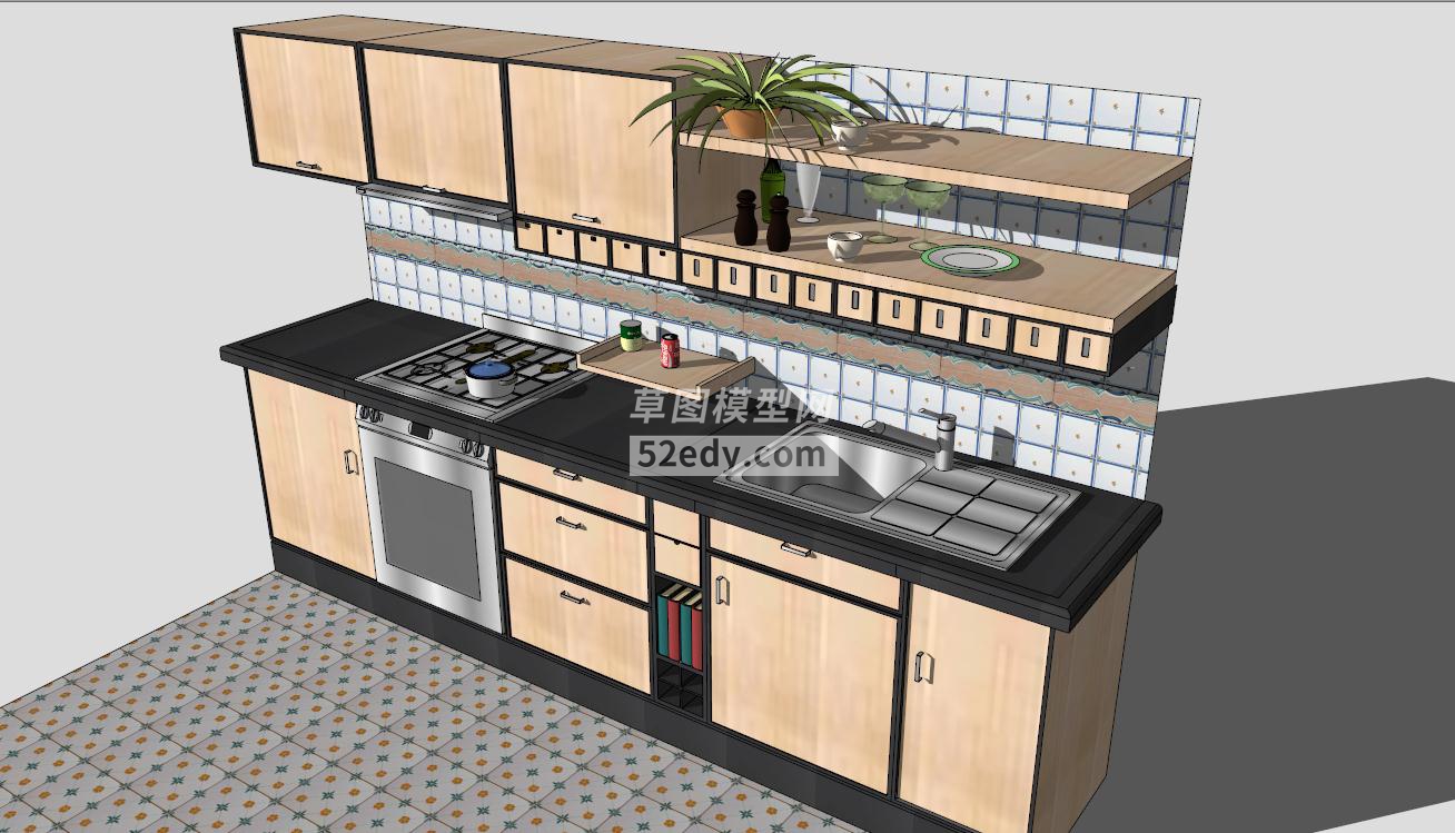 时尚简约节省空间的厨房SKP模型素材QQ浏览器截图20190312175020(4)