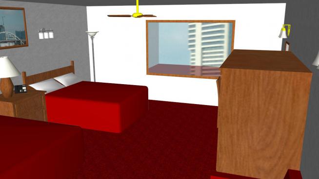 室内酒店床窗口的SKP模型设计
