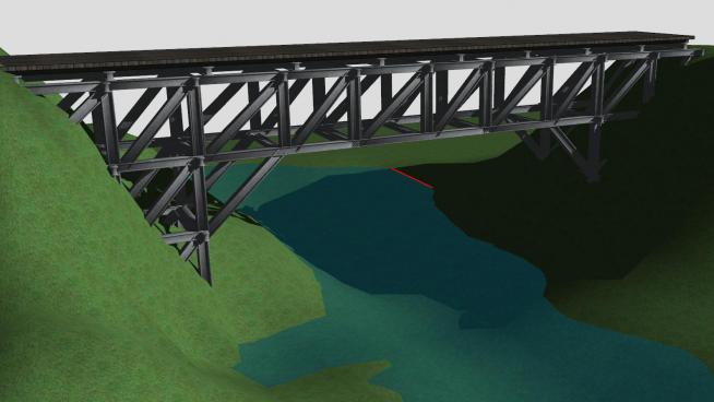 跨山河道桁架桥SU模型