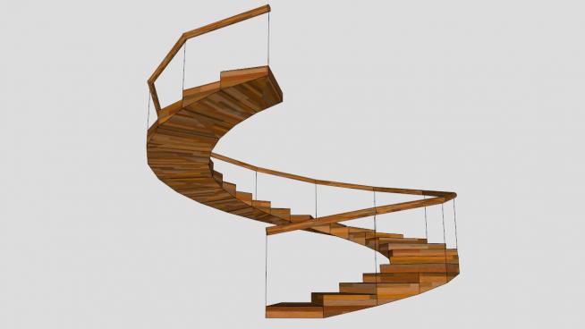 弯曲的楼梯SKP模型素材