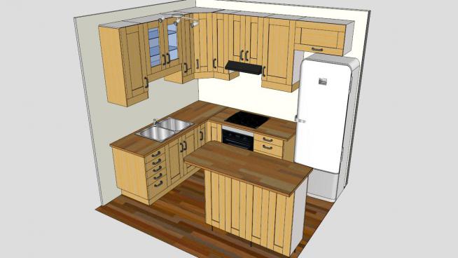 紧凑型的厨房装修SKP模型设计