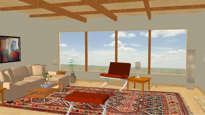 海边的海景天窗房子室内的SKP模型素材