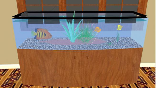 家庭式鱼缸里的金鱼SKP模型素材