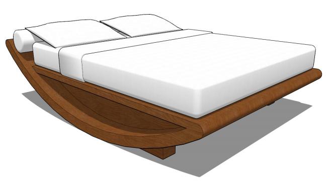 半圆形弧形的床SKP素材模型