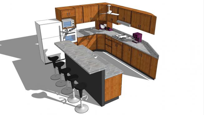 室内吧台的SKP模型简单设计