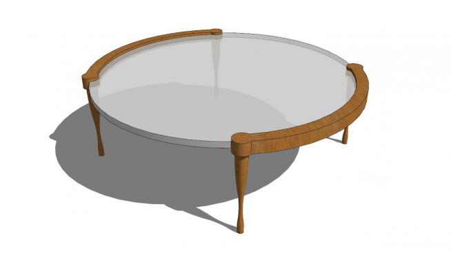 圆形的透明桌子skp模型素材