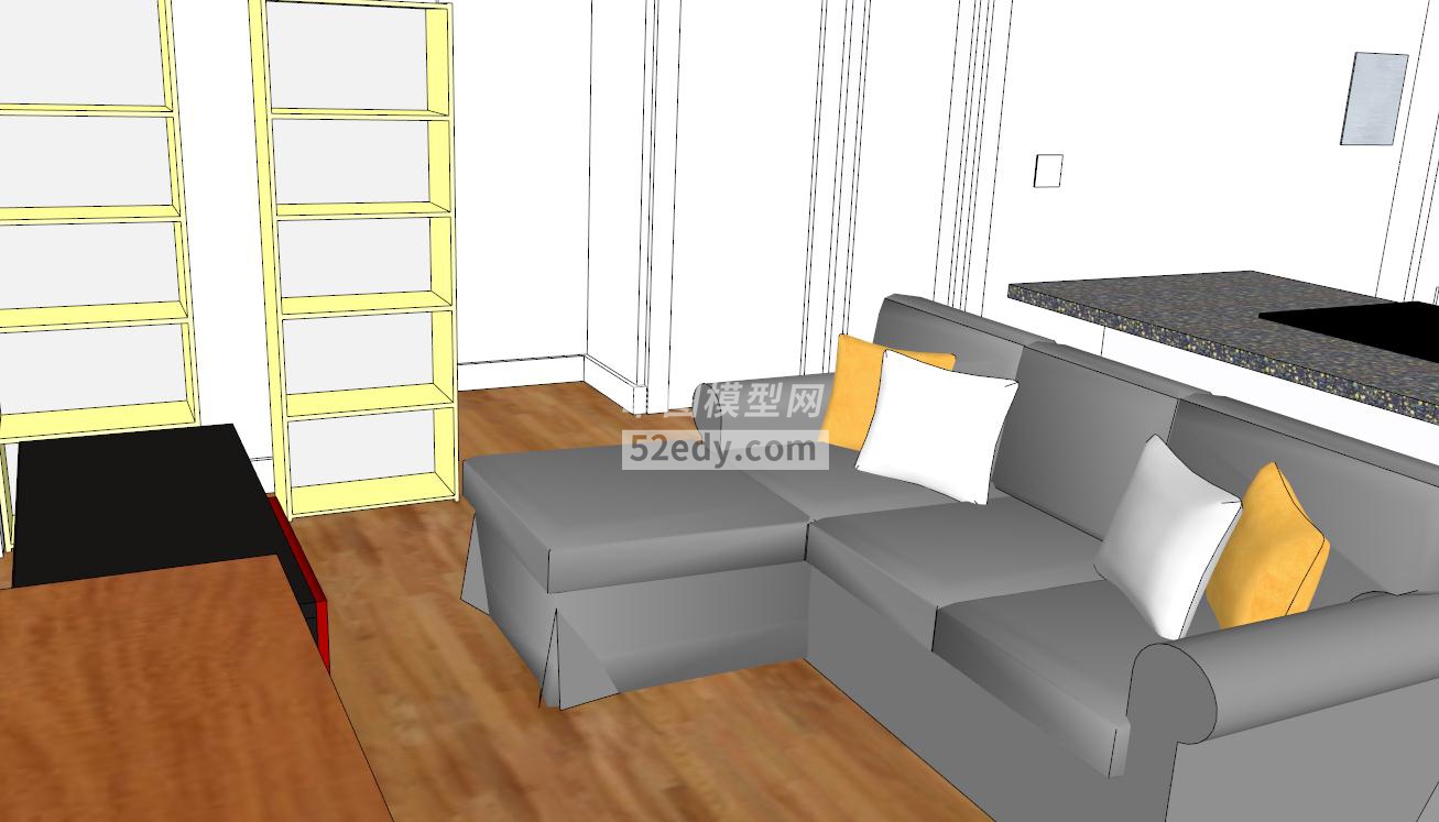 床和书架的卧室摆放设计SKP模型QQ浏览器截图20190313140553(1)