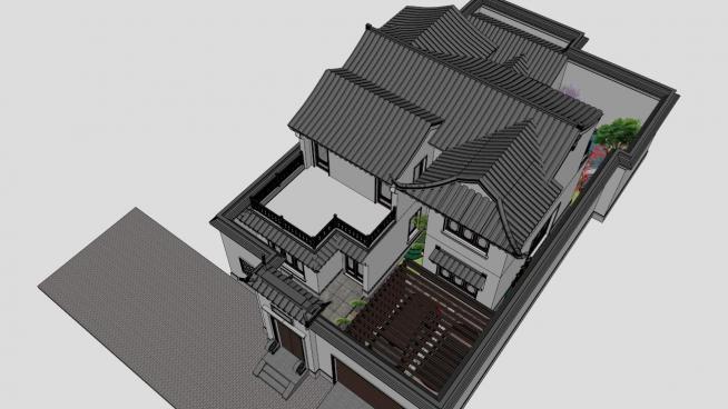 中式四合院建筑住宅设计模型