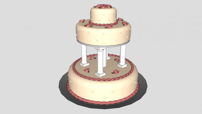 粉红色的生日蛋糕SKP模型设计