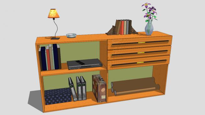 现代客厅或卧室家具储物架SKP模型