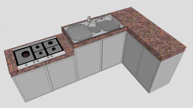 厨房灶台橱柜SKP模型设计