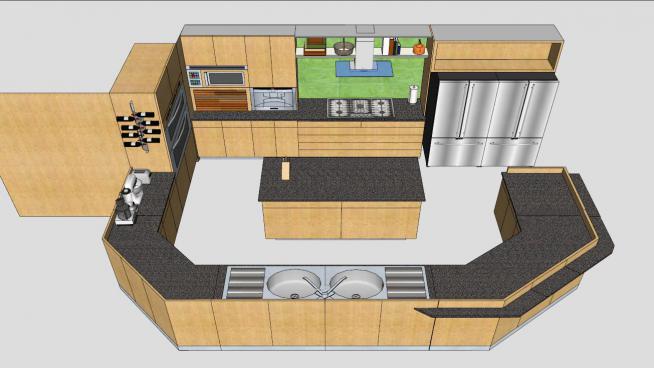 厨房的设计规划SKP模型