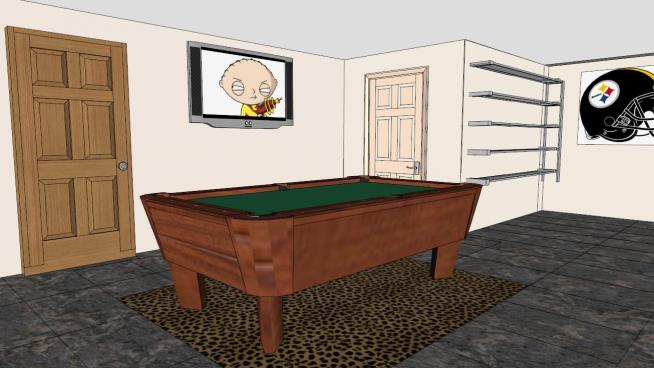 室内桌球台球室台球桌SKP模型