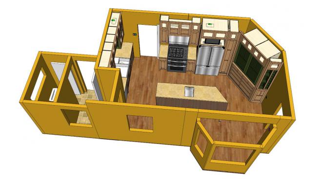 厨房的装修设计SKP模型
