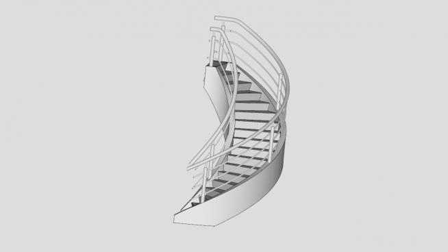 一个弯曲的楼梯SKP模型设计