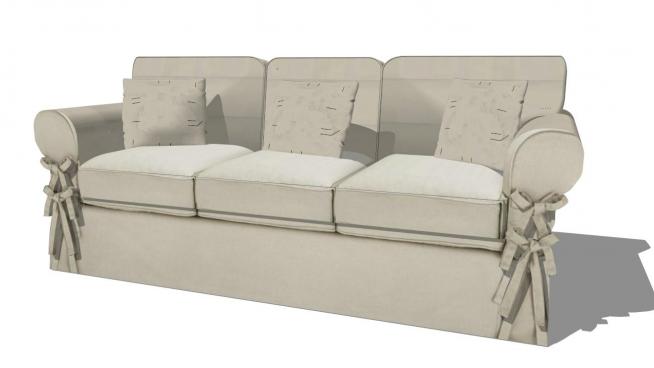 蝴蝶结的布艺沙发SKP模型设计素材