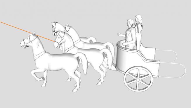 古代马车四匹马呀模型
