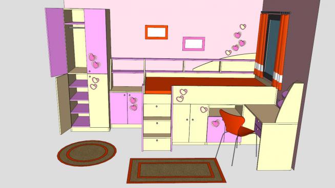 儿童卧室房间设计SKP模型
