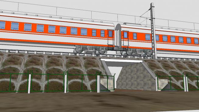 火车列车铁路涵洞设计模型