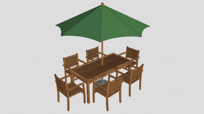 户外遮阳伞木质桌椅