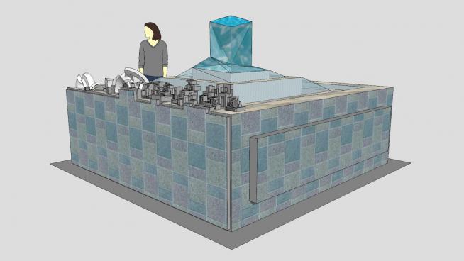 建筑流水水池SU模型