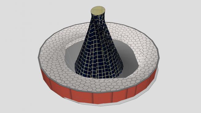 现代螺旋喷泉SU模型