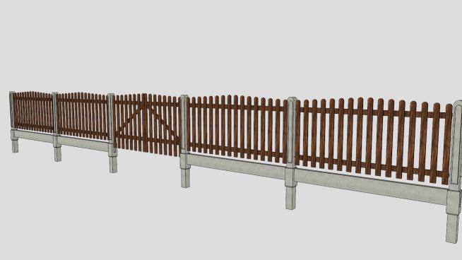 木围栏木栅栏模型