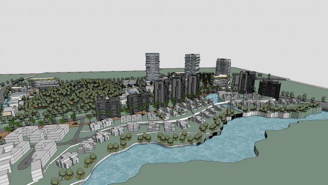 杭州现代规划建筑SU模型