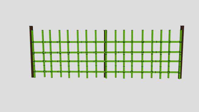 绿色竹篱笆的SU模型