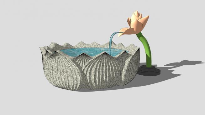 莲花雕塑水池小品SU模型