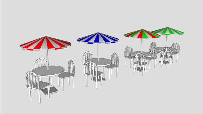 遮阳伞和桌椅的SU模型