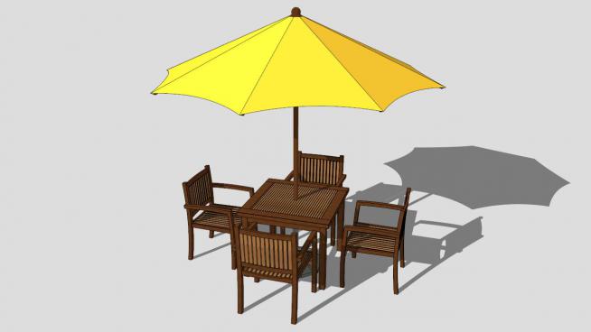 户外桌椅遮阳伞SU模型