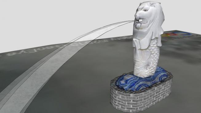 喷水雕塑鱼尾狮su模型