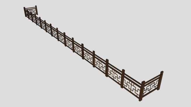 中式花园景观护栏SU模型