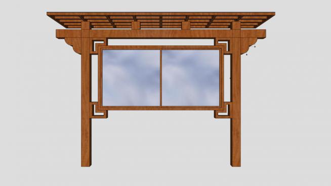中式木架子宣传栏的SU模型设计模型